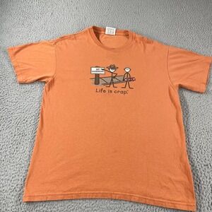 VTG Life is Crap "No Skateboarding" T-Shirt Orange Adult Men's Size Medium Tee *